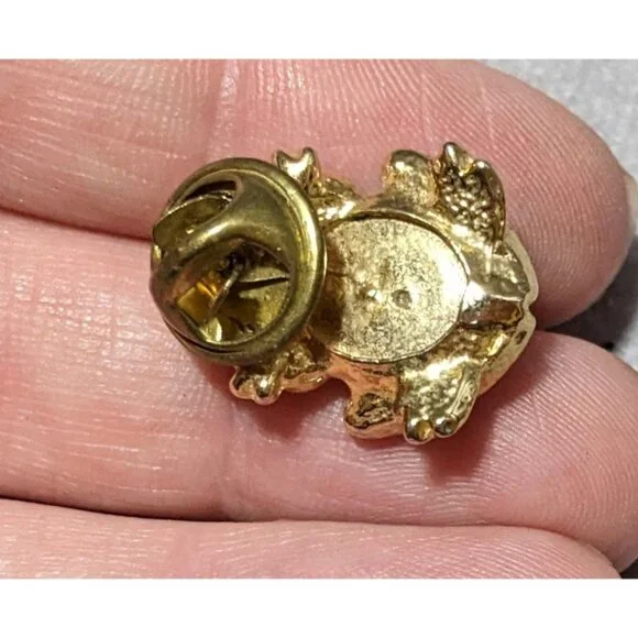 Vintage Gold Tone Faux Pearl Frog Lapel Pin - Picture 8 of 8
